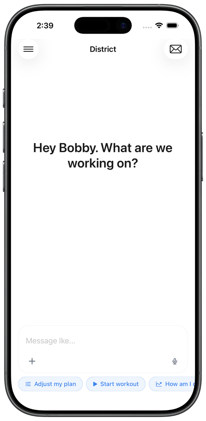 Chat with Ike &mdash; tell Ike about your week and it adapts your plan